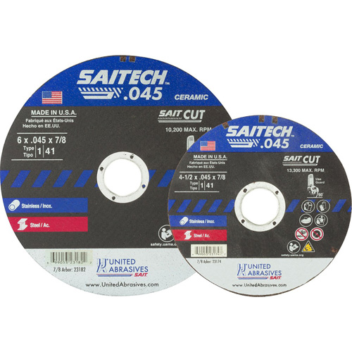 Cut-Off Wheel, 14" x 0.045", 5/8" Arbor, Type 1, Aluminum Oxide/Ceramic, 19000 RPM FMT Sales Ltd