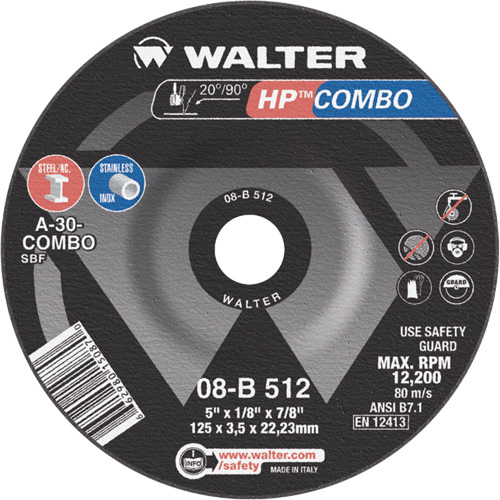 Meule combin&eacute;e HP Combo &agrave; moyeu d&eacute;port&eacute;, 5" x 1/8", Arbre de 7/8", Type 27 FMT Sales Ltd