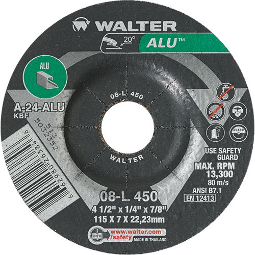 Meules en aluminium &agrave; moyeu d&eacute;port&eacute;, 4-1/2" x 1/4", Arbre 7/8", Type 27 FMT Sales Ltd