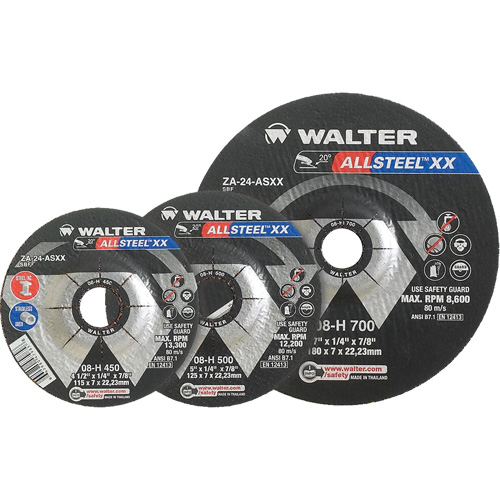 Meules &agrave; moyeu d&eacute;port&eacute; ALLSTEEL Xtra, 9" x 1/4", Arbre 7/8", Type 27 FMT Sales Ltd