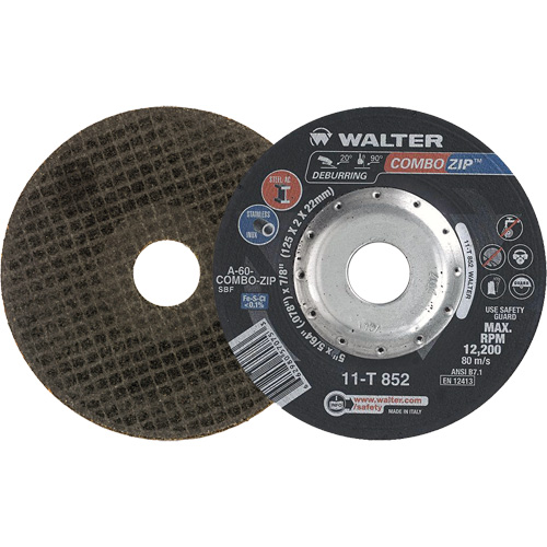 Meules &agrave; tronçonner renforc&eacute;es pour meuleuse &agrave; angle droit - Combo Zip, 5" x 5/64", Arbre de 7/8", Type 27 FMT Sales Ltd