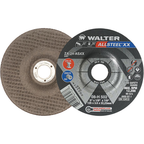 Meules &agrave; moyeu d&eacute;port&eacute; ALLSTEEL XX, 5" x 1/8", Arbre de 7/8", Type 27, Alumine de zirconium, 12 200 Tr/min FMT Sales Ltd