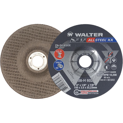 Depressed Centre Grinding Wheels - ALLSTEEL XX, 6" x 1/8", 7/8" Arbor, Type 27, Zirconia Alumina, 10200 RPM FMT Sales Ltd