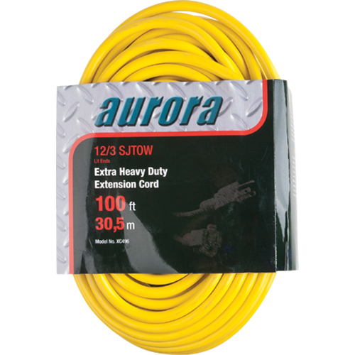 Vinyl Extension Cord with Light Indicator, Outdoor, SJTOW, 12/3 AWG, 15 A, 100' FMT Sales Ltd