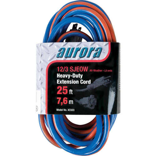 TPE-Rubber Extension Cord With Light Indicator, All-Weather, SJEOW, 12/3 AWG, 15 A, 25' FMT Sales Ltd