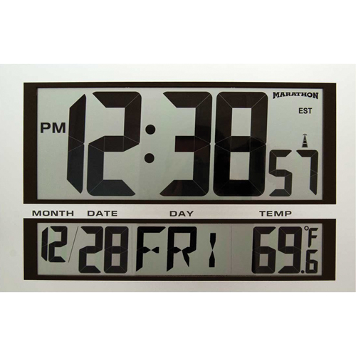 Horloge g&eacute;ante, Num&eacute;rique, &agrave; piles, 16,5" la x 1,7" p x 11" h, Argent FMT Sales Ltd
