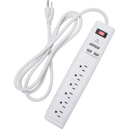 USB Charging Surge Protector, 6 Outlets, 1200 J, 1875 W, 6' Cord FMT Sales Ltd