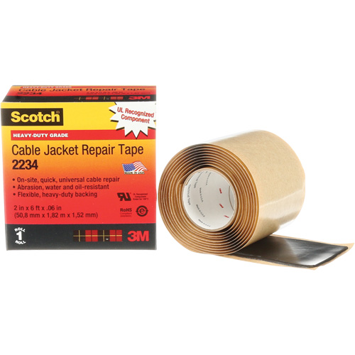 Scotch&reg; Cable Jacket Repair Tape, 51 mm (2") x 1.8 m (6'), Black, 60 mils FMT Sales Ltd