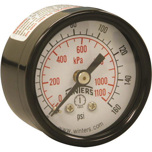 Manom&egrave;tre &eacute;conomique,  1-1/2", 0 - 160 psi, Fixation arri&egrave;re, Analogique FMT Sales Ltd
