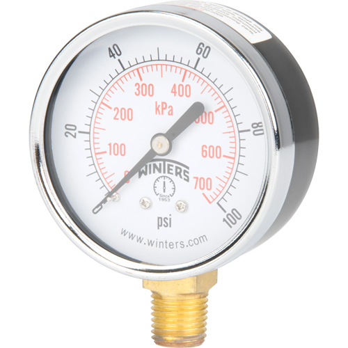Manom&egrave;tre,  2-1/2", 0 - 100 psi, Fixation inf&eacute;rieure, Analogique FMT Sales Ltd