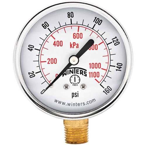 Manom&egrave;tre &eacute;conomique,  2-1/2", 0 - 160 psi, Fixation inf&eacute;rieure, Analogique FMT Sales Ltd