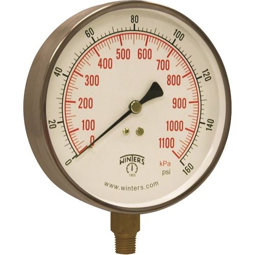 Contractor Pressure Gauge, 4-1/2" , 0 - 160 psi, Bottom Mount, Analogue FMT Sales Ltd