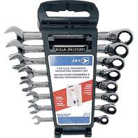 RCWS-8SR Long SAE Reversible Ratcheting Wrench Set, Combination, 8 Pieces, Imperial FMT Sales Ltd