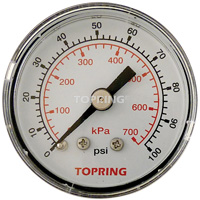 Pressure Gauge, 1-1/2" , 0 - 100 psi, Back Mount, Analogue FMT Sales Ltd