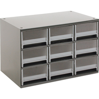 Modular Parts Cabinets, Steel, 9 Drawers, 17" x 10-9/16" x 3-1/16", Grey FMT Sales Ltd