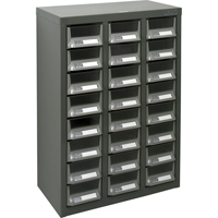 KPC-400 Parts Cabinet, Galvanized Steel, 24 Drawers, 17-3/10" x 8-7/10" x 25-3/5", Grey FMT Sales Ltd
