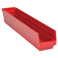Bacs de rangement pour tablettes, 4-1/8" la x 4" H x 23-5/8" p, Rouge, Capacit&eacute; 50 lb FMT Sales Ltd