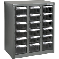 KPC-600 Parts Cabinet, Galvanized Steel, 18 Drawers, 13-9/10" x 8-7/10" x 16-3/10", Grey FMT Sales Ltd
