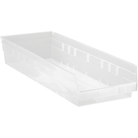Bacs de rangement pour tablettes, 8-3/8" la x 4" H x 23-5/8" p, Transparent, Capacit&eacute; 50 lb FMT Sales Ltd