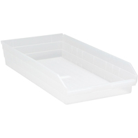 Bacs de rangement pour tablettes, 11-1/8" la x 4" H x 23-5/8" p, Transparent, Capacit&eacute; 50 lb FMT Sales Ltd