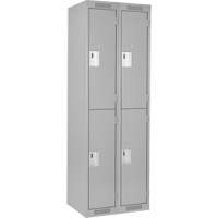 Clean Line Lockers, 2 -tier, Bank of 2, 24" x 18" x 72", Steel, Grey, Rivet (Assembled) FMT Sales Ltd