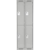 Clean Line Lockers, 2 -tier, Bank of 2, 24" x 18" x 72", Steel, Grey, Rivet (Assembled) FMT Sales Ltd