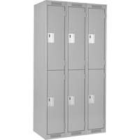 Clean Line Lockers, 2 -tier, Bank of 3, 36" x 18" x 72", Steel, Grey, Rivet (Assembled) FMT Sales Ltd