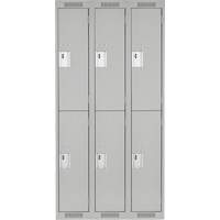 Clean Line Lockers, 2 -tier, Bank of 3, 36" x 18" x 72", Steel, Grey, Rivet (Assembled) FMT Sales Ltd
