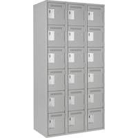 Clean Line Lockerettes, 6 -tier, Bank of 3, 36" x 18" x 72", Steel, Grey, Rivet (Assembled) FMT Sales Ltd