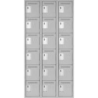 Clean Line Lockerettes, 6 -tier, Bank of 3, 36" x 18" x 72", Steel, Grey, Rivet (Assembled) FMT Sales Ltd