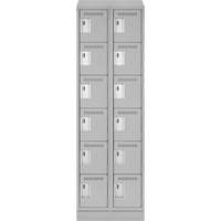Clean Line Lockerette, 6 -tier, Bank of 2, 24" x 18" x 82", Steel, Grey, Rivet (Assembled) FMT Sales Ltd