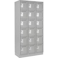 Clean Line Lockerette, 6 -tier, Bank of 3, 36" x 18" x 76", Steel, Grey, Rivet (Assembled) FMT Sales Ltd