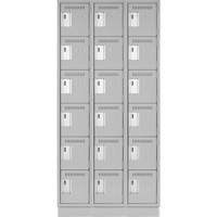 Clean Line Lockerette, 6 -tier, Bank of 3, 36" x 18" x 76", Steel, Grey, Rivet (Assembled) FMT Sales Ltd
