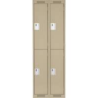 Clean Line Lockers, 2 -tier, Bank of 2, 24" x 18" x 72", Steel, Beige, Rivet (Assembled) FMT Sales Ltd