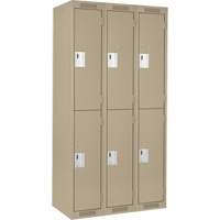 Clean Line Lockers, 2 -tier, Bank of 3, 36" x 18" x 72", Steel, Beige, Rivet (Assembled) FMT Sales Ltd