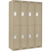 Casiers Clean Line, 2 niveaux, Bloc de 4, 48" x 18" x 72", Acier, Beige, Rivet (assembl&eacute;) FMT Sales Ltd
