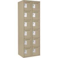 Clean Line Lockerette, 6 -tier, Bank of 2, 24" x 18" x 72", Steel, Beige, Rivet (Assembled) FMT Sales Ltd