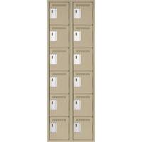 Clean Line Lockerette, 6 -tier, Bank of 2, 24" x 18" x 72", Steel, Beige, Rivet (Assembled) FMT Sales Ltd