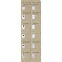 Clean Line Lockerette, 6 -tier, Bank of 2, 24" x 18" x 78", Steel, Beige, Rivet (Assembled) FMT Sales Ltd
