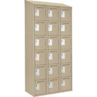 Clean Line Lockerette, 6 -tier, Bank of 3, 36" x 18" x 78", Steel, Beige, Rivet (Assembled) FMT Sales Ltd
