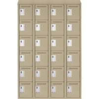 Clean Line Lockerette, 6 -tier, Bank of 4, 48" x 18" x 78", Steel, Beige, Rivet (Assembled) FMT Sales Ltd