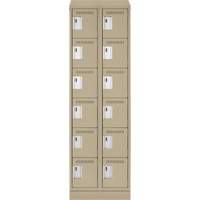 Clean Line Lockerette , 6 -tier, Bank of 2, 24" x 18" x 82", Steel, Beige, Rivet (Assembled) FMT Sales Ltd