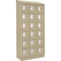 Clean Line Lockerette , 6 -tier, Bank of 3, 36" x 18" x 82", Steel, Beige, Rivet (Assembled) FMT Sales Ltd