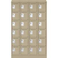Clean Line Lockerette , 6 -tier, Bank of 4, 48" x 18" x 82", Steel, Beige, Rivet (Assembled) FMT Sales Ltd