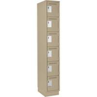 Clean Line Lockerette, 6 -tier, 12" x 18" x 76", Steel, Beige, Rivet (Assembled) FMT Sales Ltd