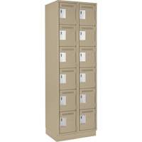Clean Line Lockerette, 6 -tier, Bank of 2, 24" x 18" x 76", Steel, Beige, Rivet (Assembled) FMT Sales Ltd