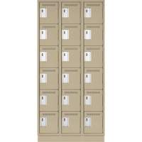 Clean Line Lockerette, 6 -tier, Bank of 3, 36" x 18" x 76", Steel, Beige, Rivet (Assembled) FMT Sales Ltd