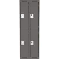 Clean Line Lockers, 2 -tier, Bank of 2, 24" x 18" x 72", Steel, Charcoal, Rivet (Assembled) FMT Sales Ltd