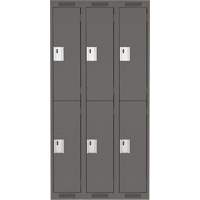 Clean Line Lockers, 2 -tier, Bank of 3, 36" x 18" x 72", Steel, Charcoal, Rivet (Assembled) FMT Sales Ltd