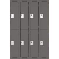 Clean Line Lockers, 2 -tier, Bank of 4, 48" x 18" x 72", Steel, Charcoal, Rivet (Assembled) FMT Sales Ltd